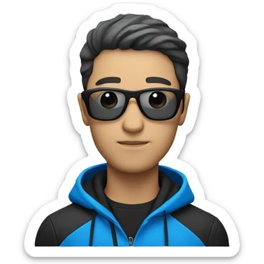 mysterious guy in blue jacket and black glas sticker