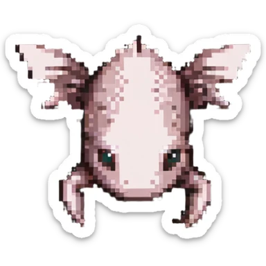 brown Minecraft axolotl, authentic blocky style and proportions, pixel art sticker