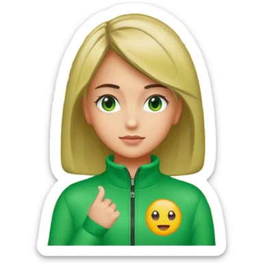 ​"A mosaic portrait of a girl in a green tracksuit, made of tiny emojis, digital art style, pixelated emoji textures, vibrant colors, creative composition." sticker