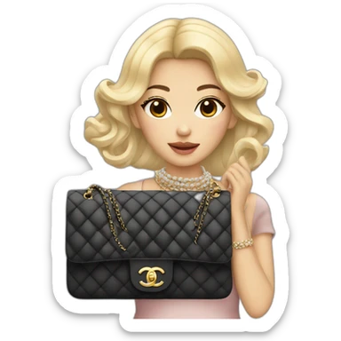 Blonde Asian girl with Chanel bag and necklace sticker