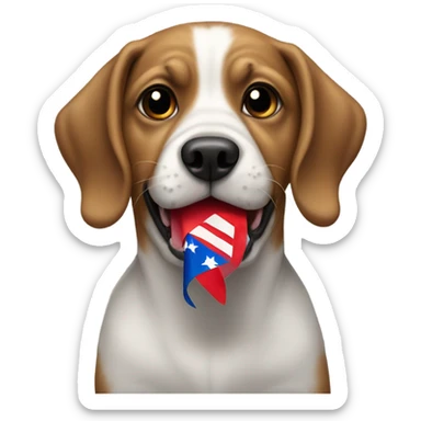 Dog holding Puerto Rican flag sticker