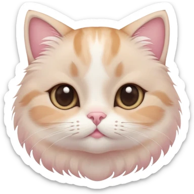 adorable cat mimicking the thinking face emoji, paw on chin, round face, big eyes, soft pastel colors sticker