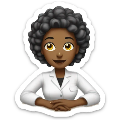 Nail tech sitting at her desk sticker