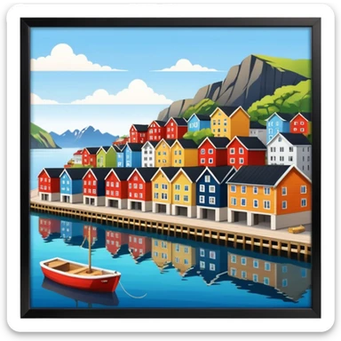 A coastal town in norway, apartment blocks sticker