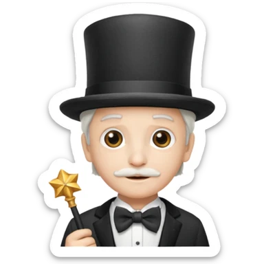 67 kid with a bowtie, a fancy hat and a wand sticker