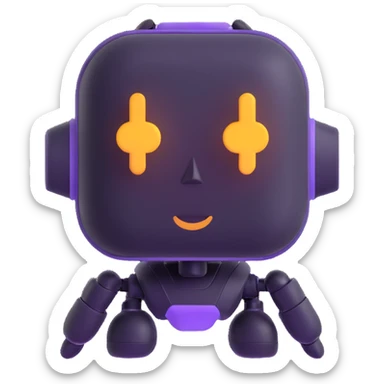 friendly and futuristic AI bot emoji, simple design sticker
