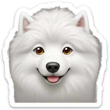 Samoyed dog with brown eyes and rouge sticking out sticker