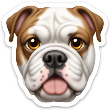 White English Bulldog with brown spots on ears  sticker