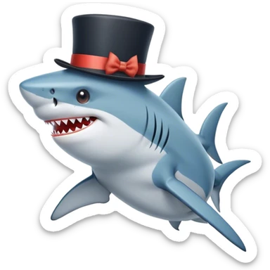 Shark with a top hat sticker