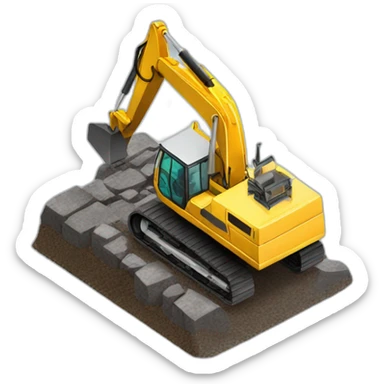 isometric-coin-with-excavator-inside sticker