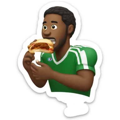 Soccer player eating a meatball sandwich  sticker