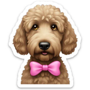 Black Goldendoodle with pink bow sticker