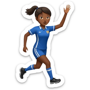 Side view of final scorer player running and holding up her right hand sticker