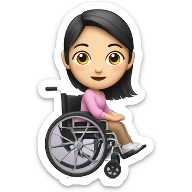 asian girl with wheelchair sticker