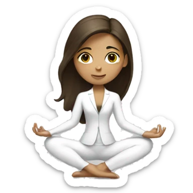 Brunette girl doing yoga in white suit  sticker