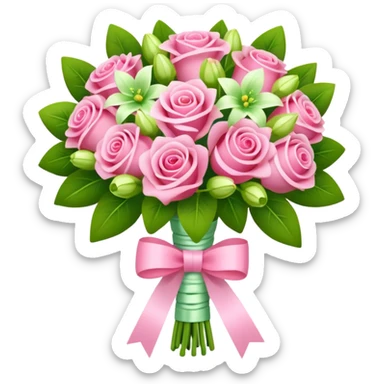 light green and pink wedding bouquet sticker