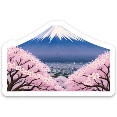 mount fuji with sakuras, no frame sticker