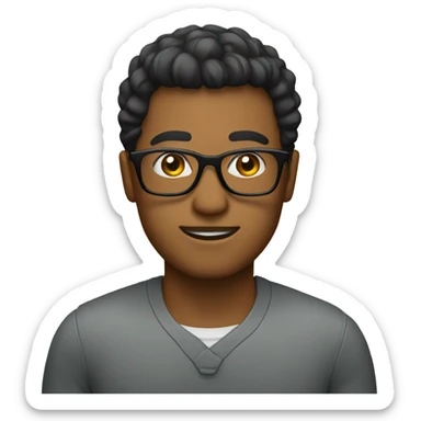 Emoji with black glasses and clear lenses sticker