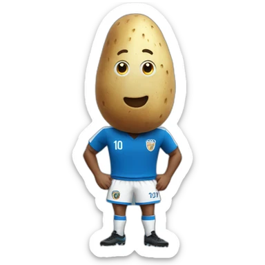 Tall potato wearing a blue soccer shirt sticker
