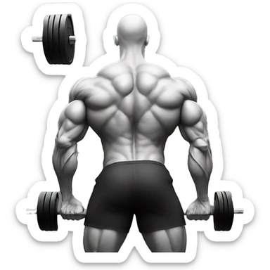 muscular man doing squats, from the back, POV  sticker