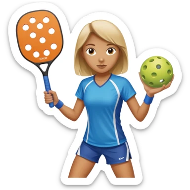 girl in action pose with pickleball paddle, no text sticker