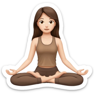 Brunette long hai lady with brown clothes doing yoga sticker