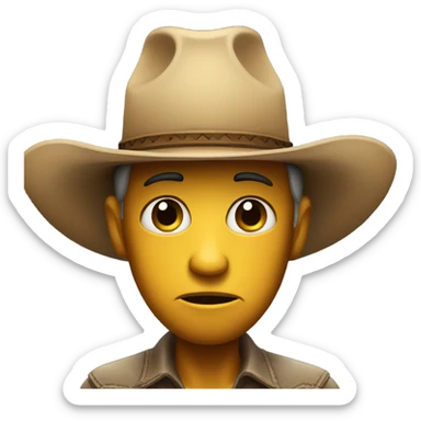 Sad face with cowboy hay sticker