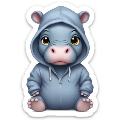 Cute baby hippo wearing a hoodie  sticker