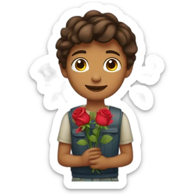 boy carry rose flowers for love  sticker