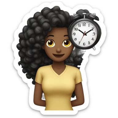 persona de cabello negro mirando el reloj sticker