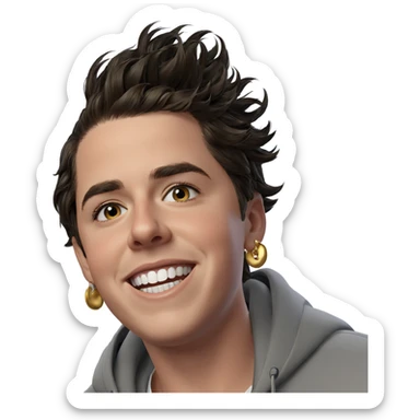 smiling boy with earrings sticker