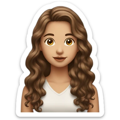 young pretty girl with long brown waivy hair sticker