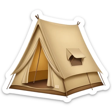 Large camping tent made of felt texture, scrapbooking style, transparent background sticker