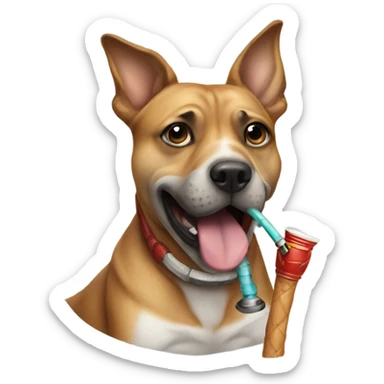 Dog with hookah in mouth sticker