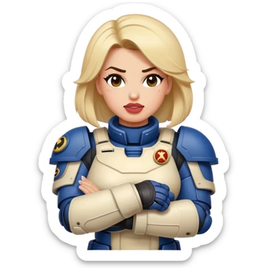 woman space marine crossed out middle finger and face with tongue out wink eye sticker