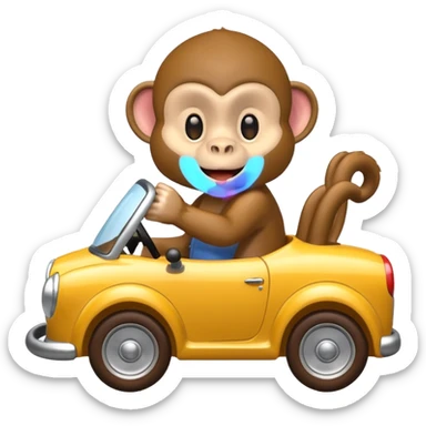 monkey pretending to drive sticker