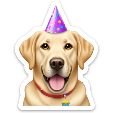 Labrador retriever golden in birthday hat sticker