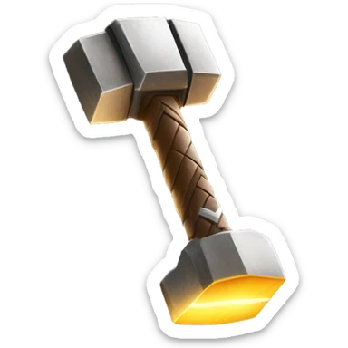 thor hammer with llighting strike but the lightning and the hammer should be golden and glow with a white effect sticker
