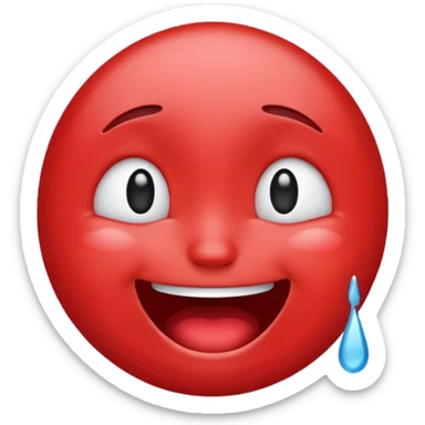 Make me a red emoji that is happy and is crying for happyness\ sticker