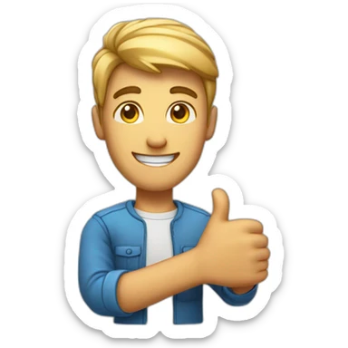 male character with a facial expression that conveys intelligence and technical skills, while making a thumbs-up gesture to indicate approval sticker