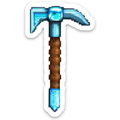 Minecraft diamond hoe with brown handle sticker