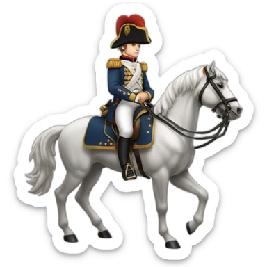 napoléon en uniforme de guerre sur un cheval blanc sticker