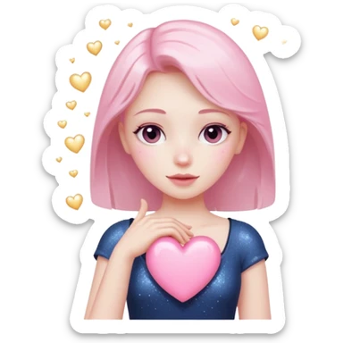 Pale pink heart with sparkles on the arm sticker