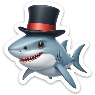 Shark with a top hat sticker