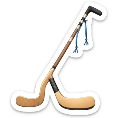 Hockey still with puck tied to it with string sticker