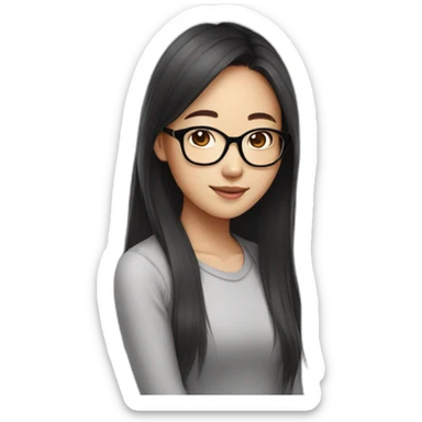 Pretty asiat Girl with glasses sticker