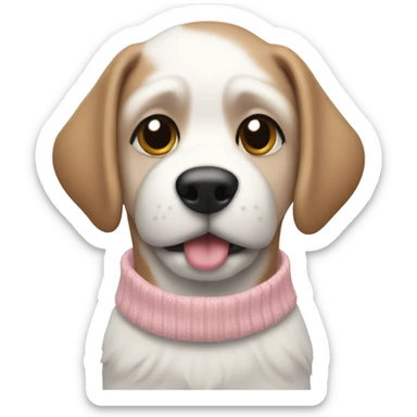 Dog in a light pink and white Christmas sweater  sticker
