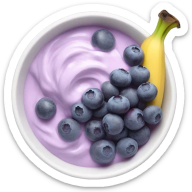 bowl with purple yogurt and banana and blueberries sticker