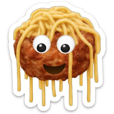Spaghetti and meatballs, with a face arms and legs sticker