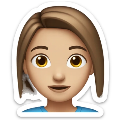 Girl with straight brown hair and blue eyes  sticker